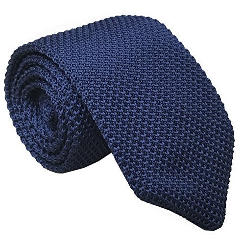 Ctskyte Slim Navy Blue Silk Knitting Tie Solid Pattern Business Necktie for Men or Boys - Image 5