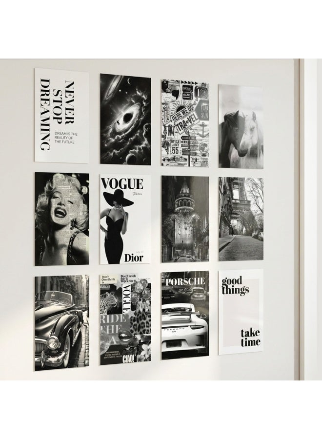12 black and white wall posters, printed on premium 300gsm coated paper with high-quality printing, ready to hang, with a modern design and motivational quotes suitable for young men and women and all decor styles. - Image 1