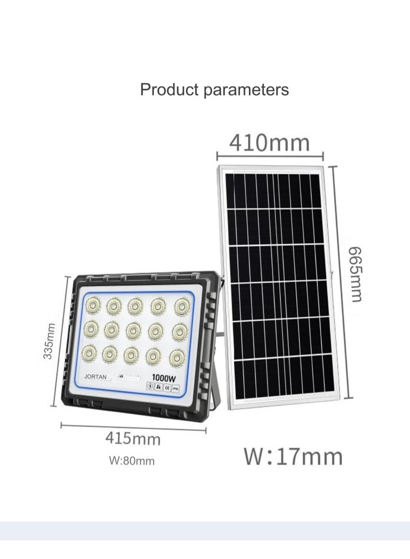 جورتان مصباح شمسي قابل لإعادة الشحن بقدرة 1000 وات، بطارية عالية السعة 35000 مللي أمبير في الساعة، لوحة شمسية بقدرة 40 وات، IP66، احتياطية من 12 إلى 18 ساعة، سطوع عالي، ضوء غامر بالطاقة الشمسية داخلي وخارجي - Image 2