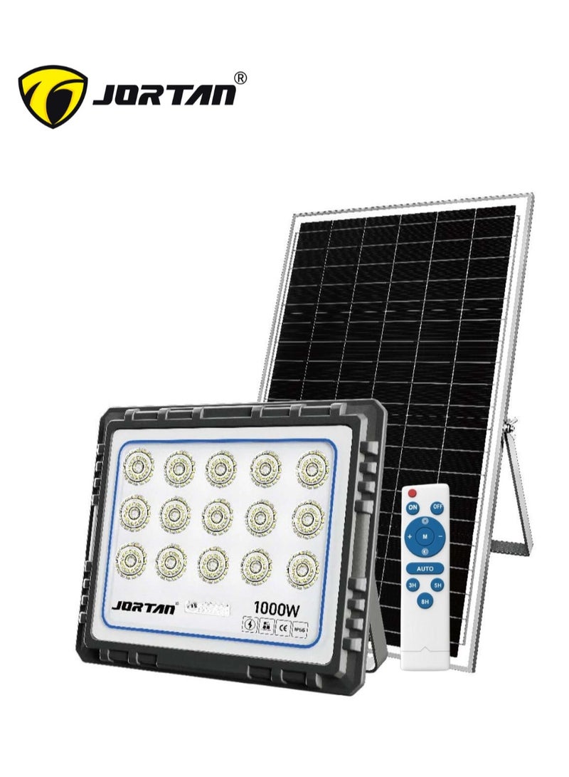 جورتان مصباح شمسي قابل لإعادة الشحن بقدرة 1000 وات، بطارية عالية السعة 35000 مللي أمبير في الساعة، لوحة شمسية بقدرة 40 وات، IP66، احتياطية من 12 إلى 18 ساعة، سطوع عالي، ضوء غامر بالطاقة الشمسية داخلي وخارجي - Image 1