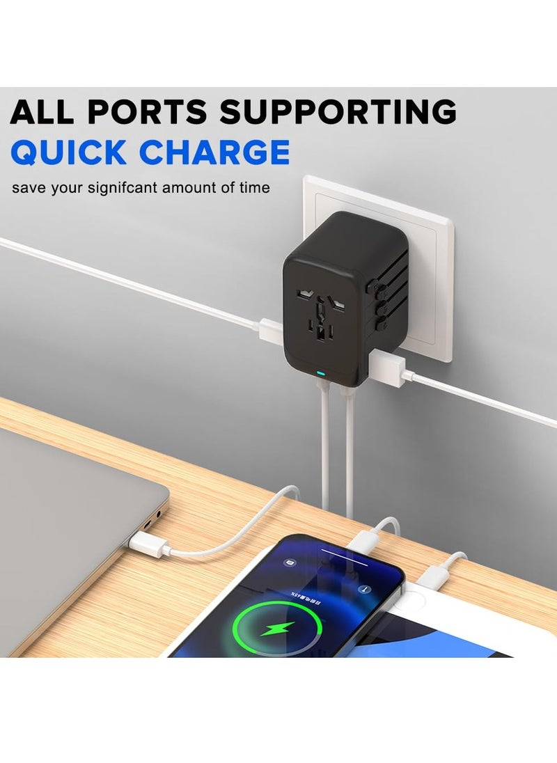 نكومي - محول عالمي للسفر، شاحن دولي بقوة 100 واط من GaN مع 1 منفذ USB و4 محول شحن سريع USB-C PD، شاحن جداري عالمي （نوع A/C/G/I) - Image 1