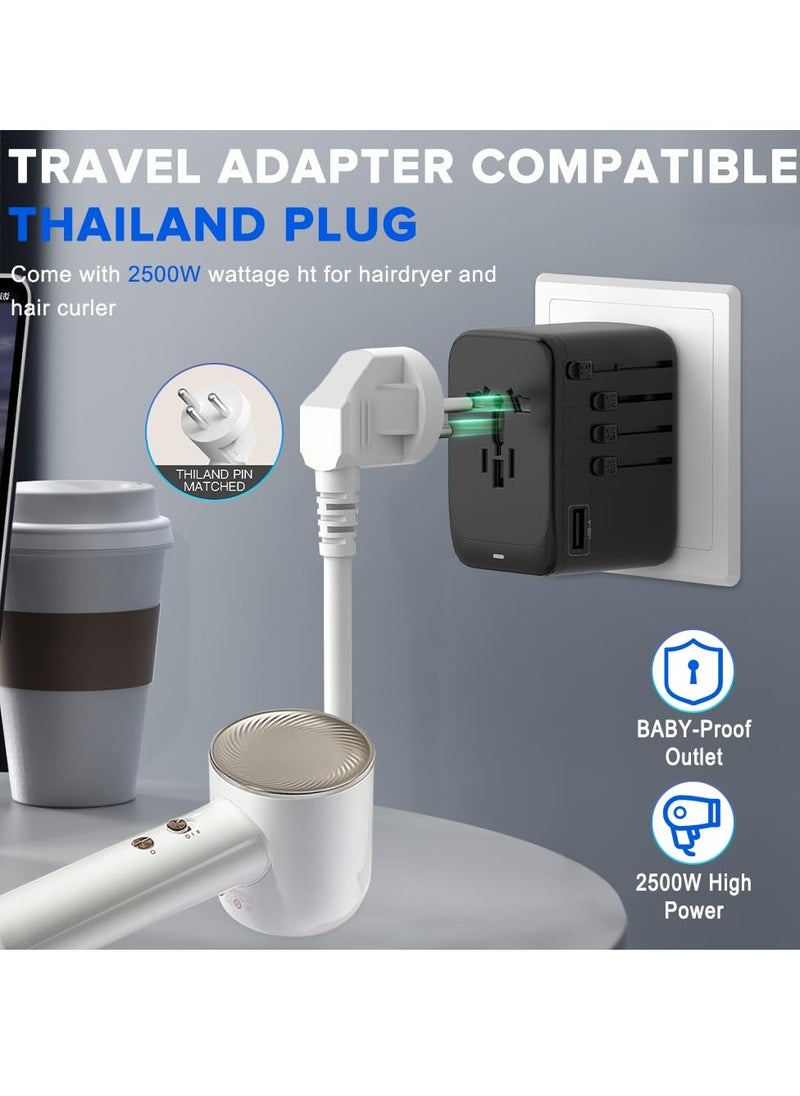 نكومي - محول عالمي للسفر، شاحن دولي بقوة 100 واط من GaN مع 1 منفذ USB و4 محول شحن سريع USB-C PD، شاحن جداري عالمي （نوع A/C/G/I) - Image 1
