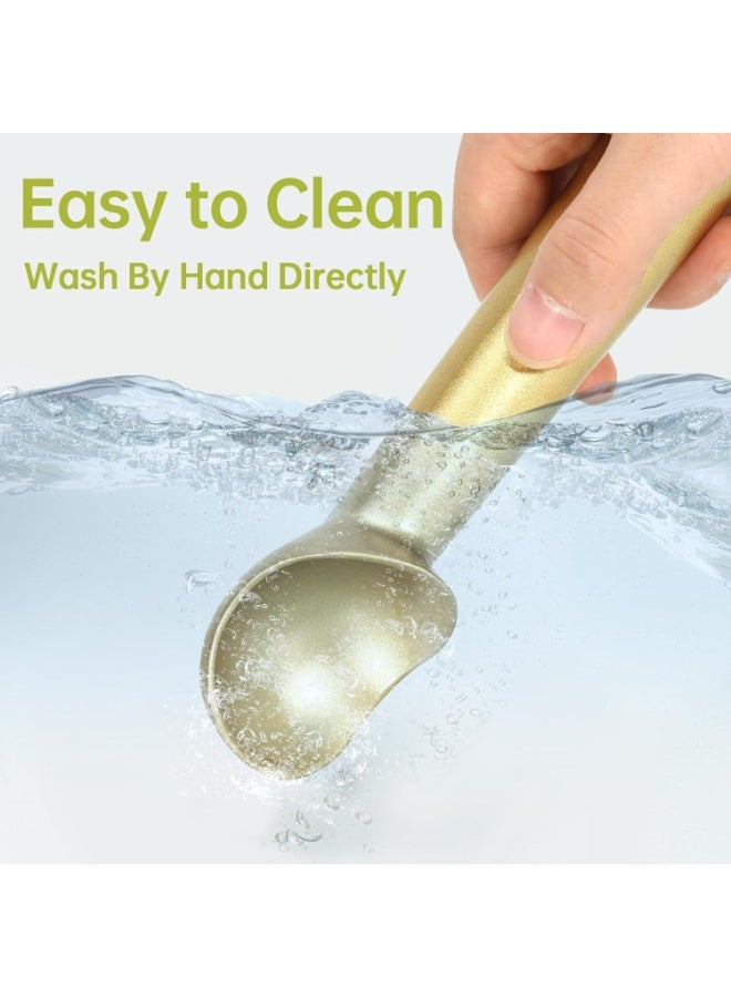 2PCS Ice Cream Scoop, 7 inches Nonstick Anti-Freeze One Piece Aluminum Scooper Spoon, Heavy Duty Durable Design, Easy Clean, for Gelato, Cookie Dough, Sorbet, Almond (Gold&Silver) - Image 4