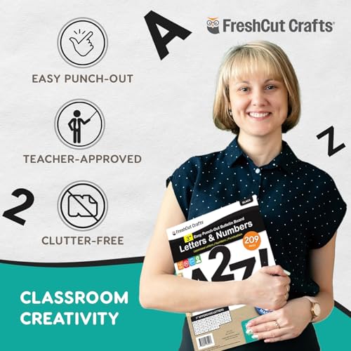 FreshCut Crafts 209 Pcs 3" Black Bulletin Board Letters & Numbers, Capital Letters, Numbers, Punctuation, US Made Card Stock Punch Out Letters for Poster, Bulletin Board, Classroom - Precut Letters & Numbers - Image 5