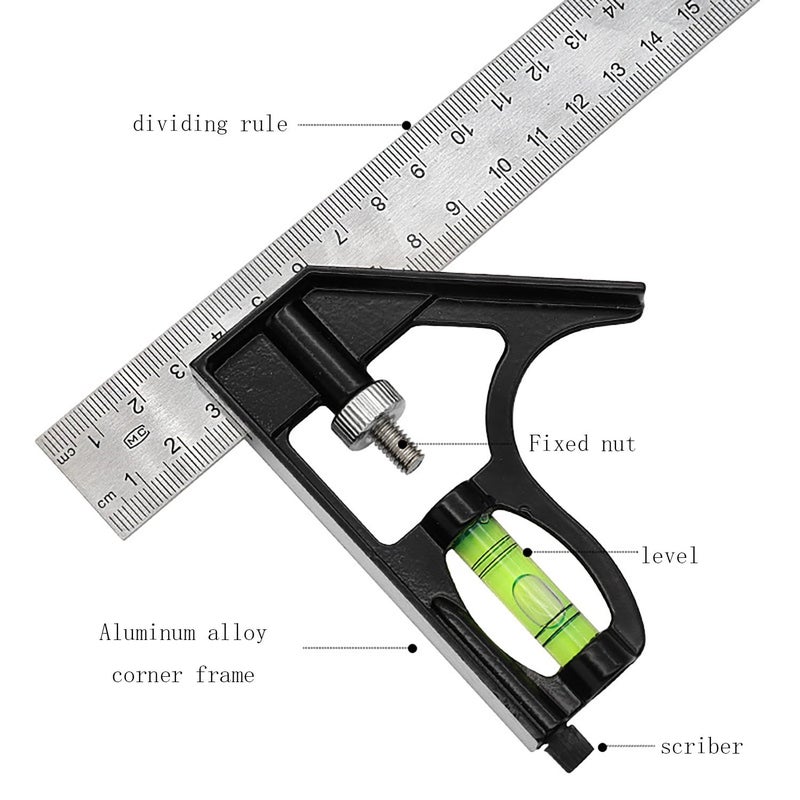 2pcs 7 Inch Metal Triangular Ruler Angle Protractor Set 360 Degree Miter Gauge Carpenter Tool - Image 5