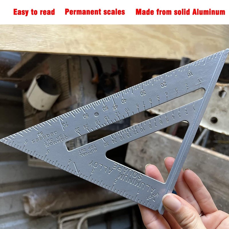 2pcs 7 Inch Metal Triangular Ruler Angle Protractor Set 360 Degree Miter Gauge Carpenter Tool - Image 4