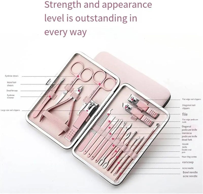 Nail Clippers Kit Nail Clippers Rose Gold 18piece Diagonal Exfoliating Stainless Steel Manicure Set Household Ear Spoon Scissors for Men and Manicure Set - Image 2