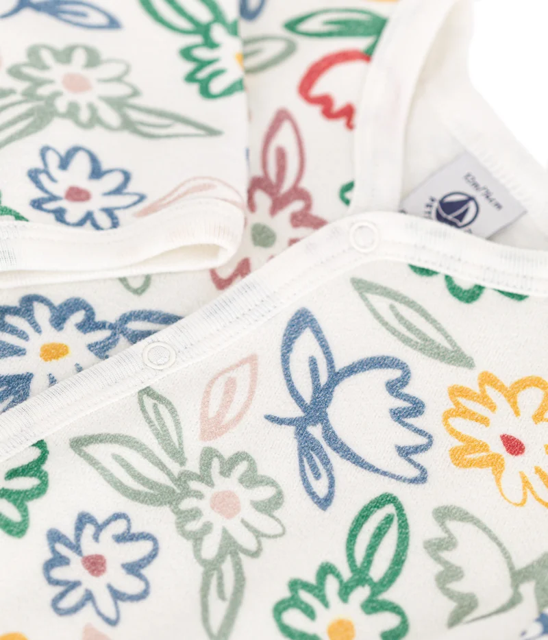 Petit Bateau Babies' floral pattern velour pyjamas