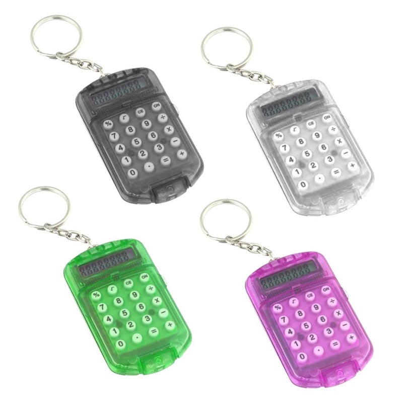 3 Pack Key Ring Shape Mini Calculator Compact Portable Student Office Use Random Color - Image 2