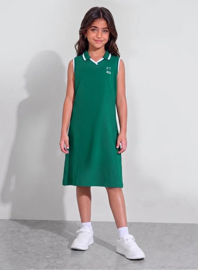 Styli Teen Girls Contrast Tripping Polo Dress