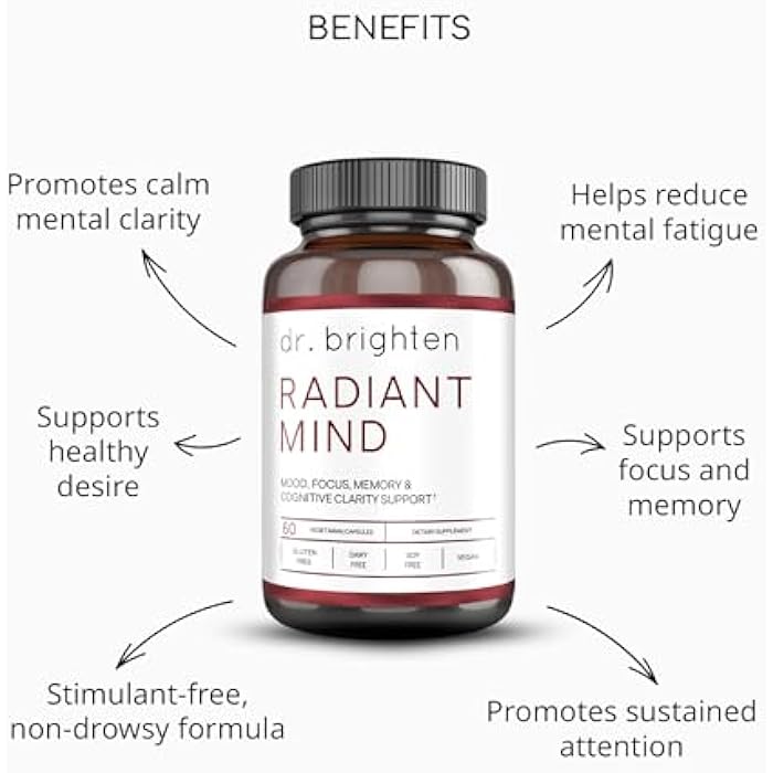 Dr. Brighten Radiant Mind - Doctor Formulated for Focus and Mood Support with Saffron Extract - Vegan, GF, Non-GMO - Image 3