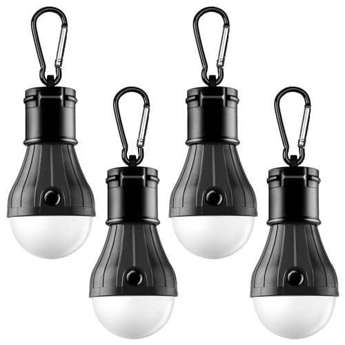 FLY2SKY Portable LED Tent Lamp Emergency Lights with Hook, Hurricane Bulb Lantern Equipment for Camping, Hiking, Backpacking, Fishing Outage, Multicolor, 4 Pack - Image 1
