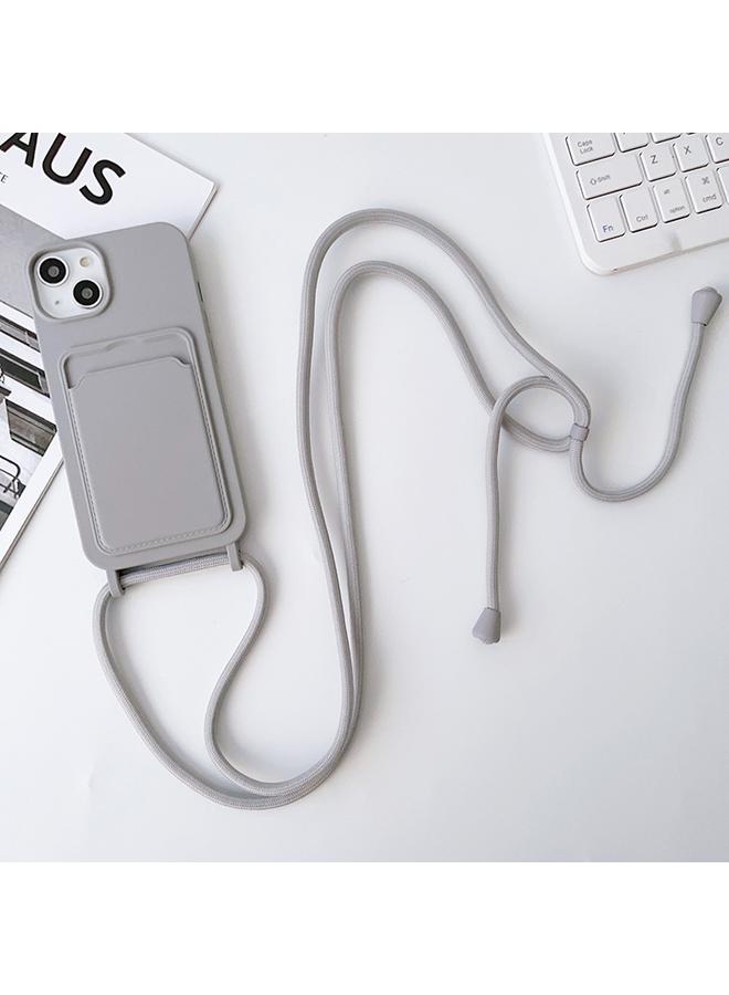 زبون جراب هاتف iPhone 13 Pro Max Crossbody مزود بحبل مرن من السيليكون وحامل بطاقات - Image 1