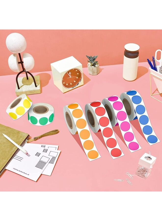 قطع من ملصقات النقاط الدائرية المرمزة بالألوان بما في ذلك الأحمر والبرتقالي والأصفر والأخضر والأزرق والأرجواني - Image 3