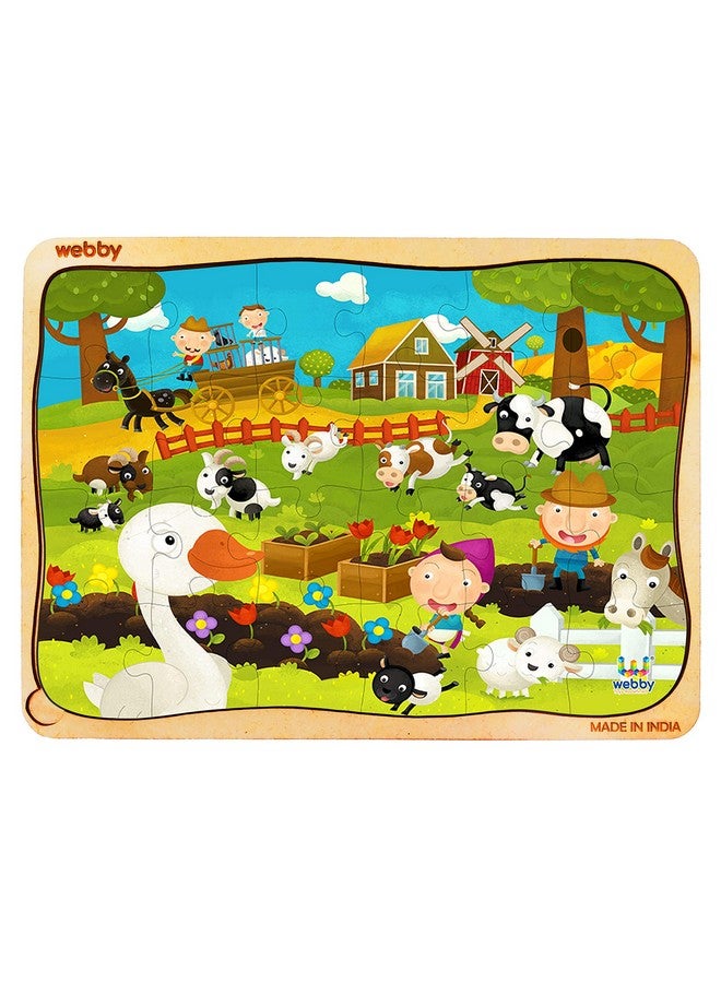Webby Kids The Cartoon Farm Landscape Wooden Jigsaw Puzzle, 24Pcs - Multicolor - Image 1