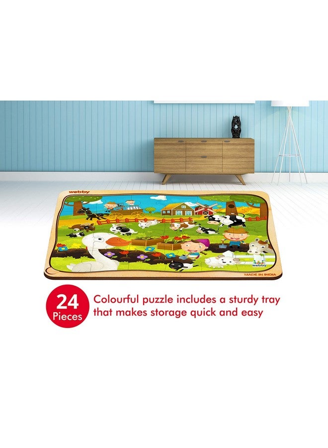 Webby Kids The Cartoon Farm Landscape Wooden Jigsaw Puzzle, 24Pcs - Multicolor - Image 3