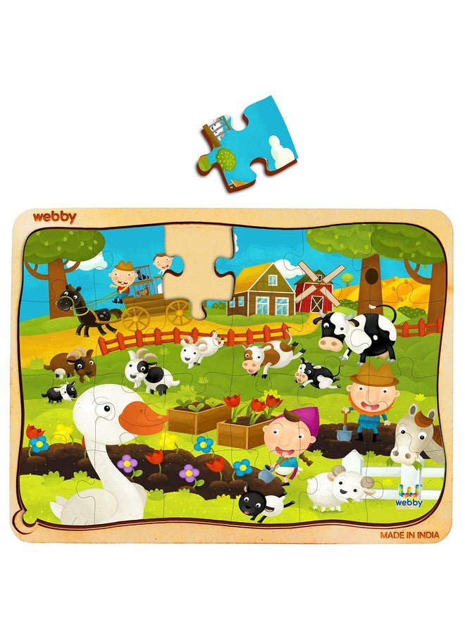 Webby Kids The Cartoon Farm Landscape Wooden Jigsaw Puzzle, 24Pcs - Multicolor - Image 2