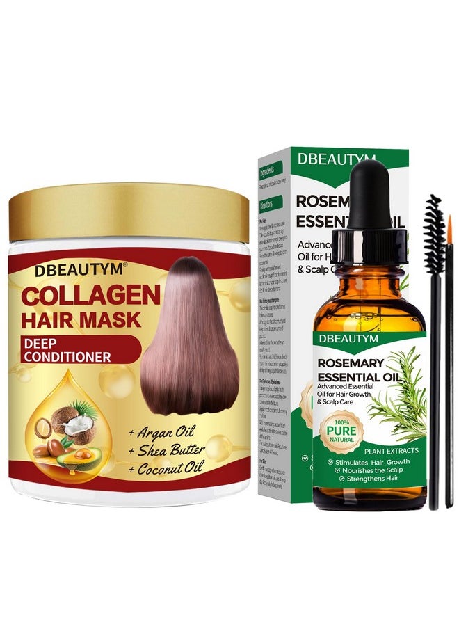 DBEAUTYM Rosemary Oil for Hair Growth,Rosemary Essential Oils,Natural Rosemary Oil for Hair Loss Treatment,Stimulates Hair GrowthCollagen Hair Treatment Hair Mask,Natural Deep Conditioner Hydrating Hair Mask  - Image 1