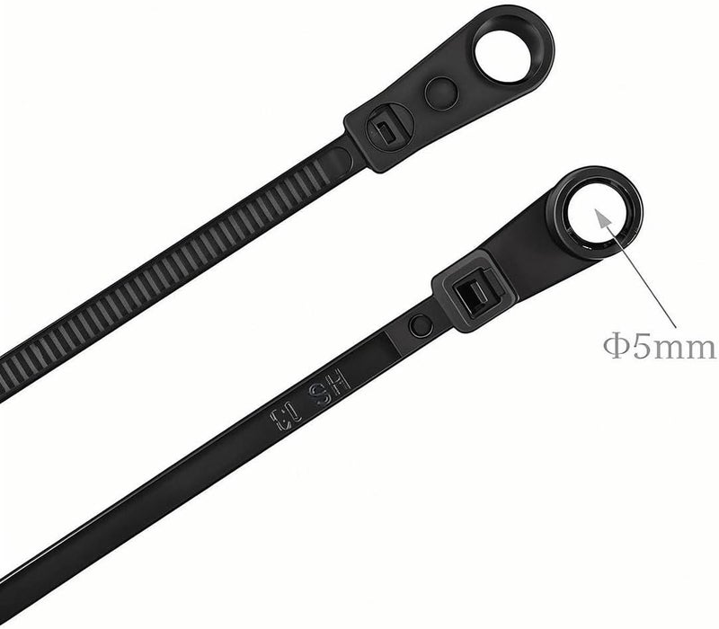 HS Plastic Ties with Screw Holes (100 Pack) 7.5 Inch Mount Head Electrical Zip Ties 50 LBS,UV Black - Image 4
