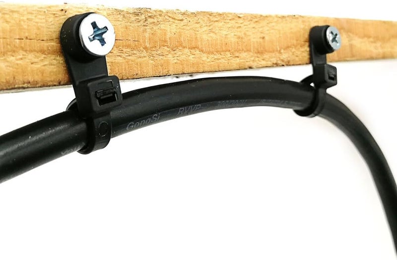 HS Plastic Ties with Screw Holes (100 Pack) 7.5 Inch Mount Head Electrical Zip Ties 50 LBS,UV Black - Image 5