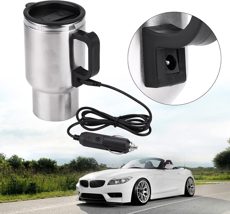 كلاراكو كوب تسخين السيارة، 450 مل من الفولاذ المقاوم للصدأ كهربائي لتسخين كوب السفر في السيارة، كوب قهوة ساخن للسيارة لتسخين الماء والقهوة والشاي بواسطة قابس ولاعة سجائر 12 فولت - Image 5