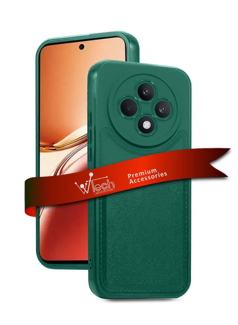 Wtech Oppo Reno12 F 4G / 5G 2024 Liquid Silicone Stitching Texture Case Cover - Dark Green - Image 1