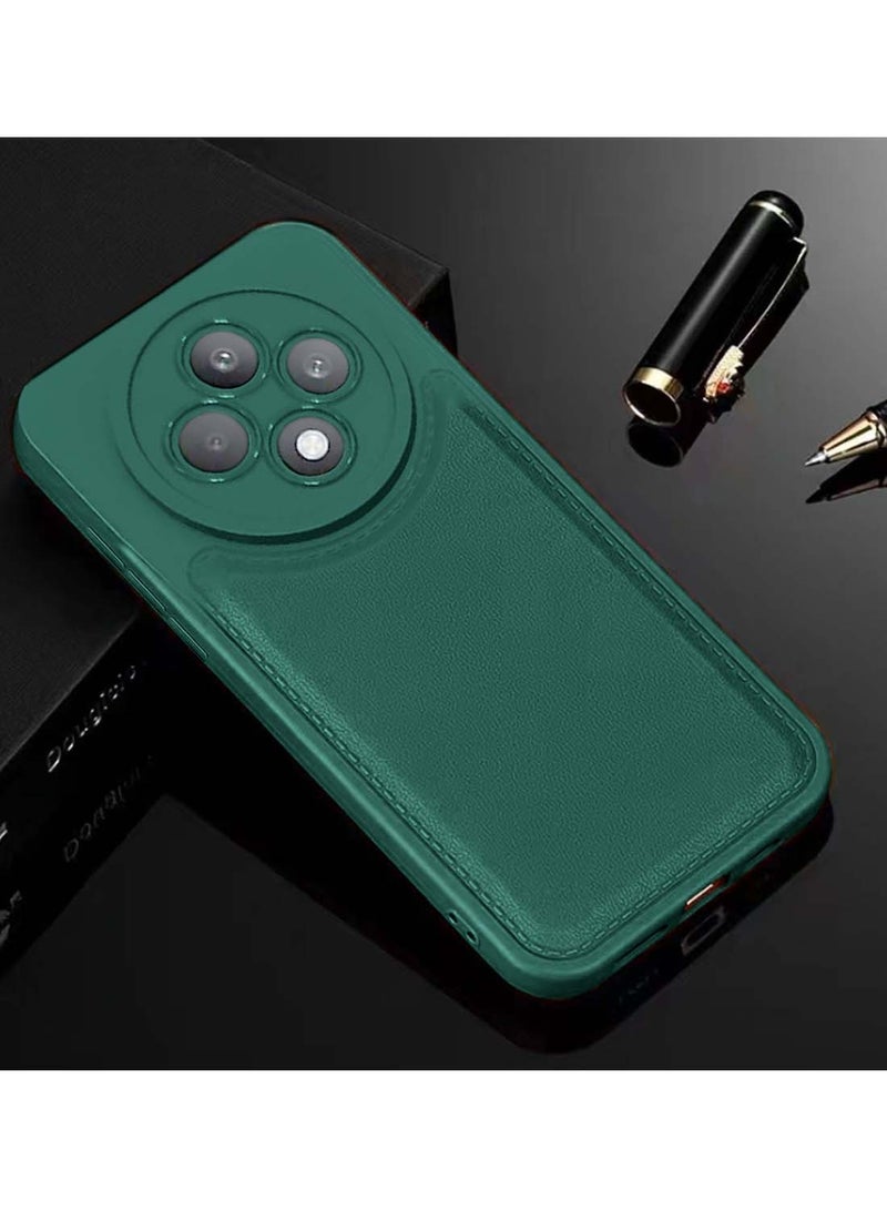 Wtech Oppo Reno12 F 4G / 5G 2024 Liquid Silicone Stitching Texture Case Cover - Dark Green - Image 2