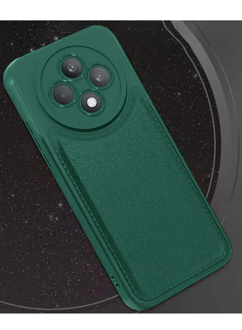 Wtech Oppo Reno12 F 4G / 5G 2024 Liquid Silicone Stitching Texture Case Cover - Dark Green - Image 3