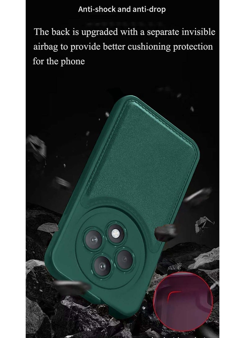 Wtech Oppo Reno12 F 4G / 5G 2024 Liquid Silicone Stitching Texture Case Cover - Dark Green - Image 4