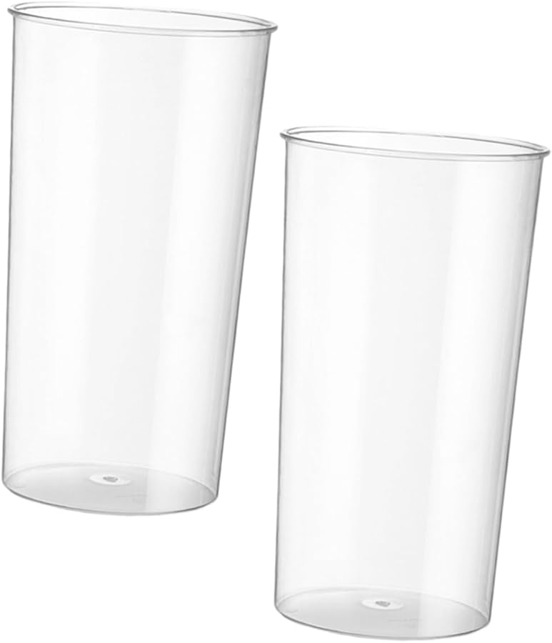 قطعتان من دلو الزهور البلاستيكي مزهرية صغيرة تصميم دائري لتزيين المنزل والحديقة - Image 1