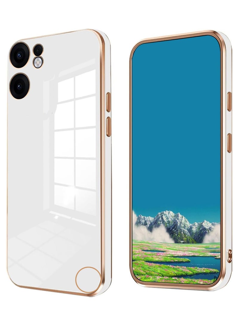 Compatible with Nothing CMF Phone 2 Pro cover, smooth veneer gold plated chrome, white Thin and smooth shock-proof full protection Nothing CMF Phone 2 Pro case（white） - Image 1