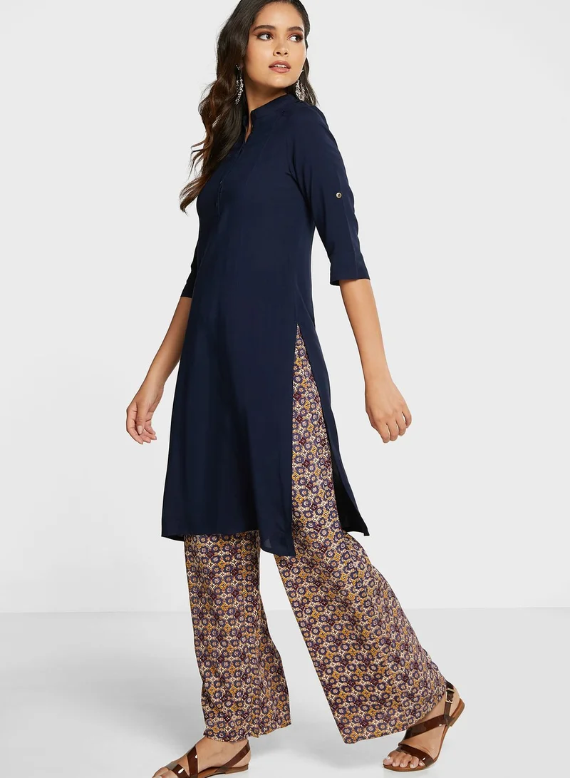 indya Button Detail Kurta