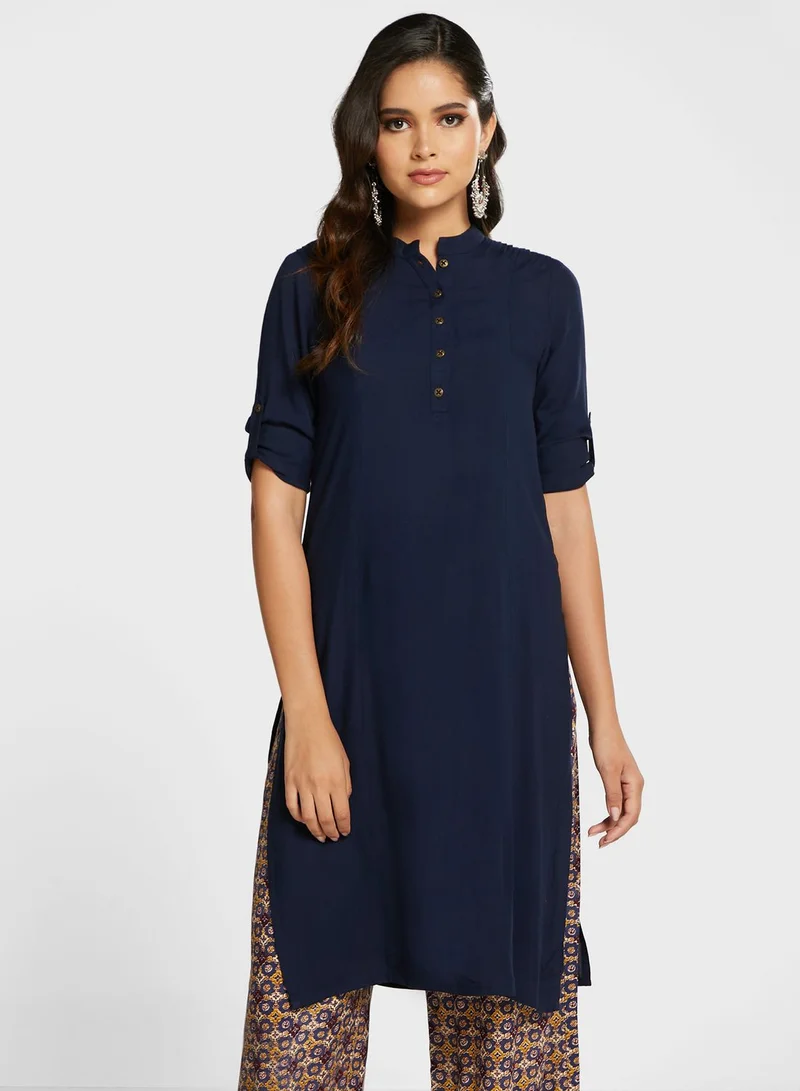 indya Button Detail Kurta