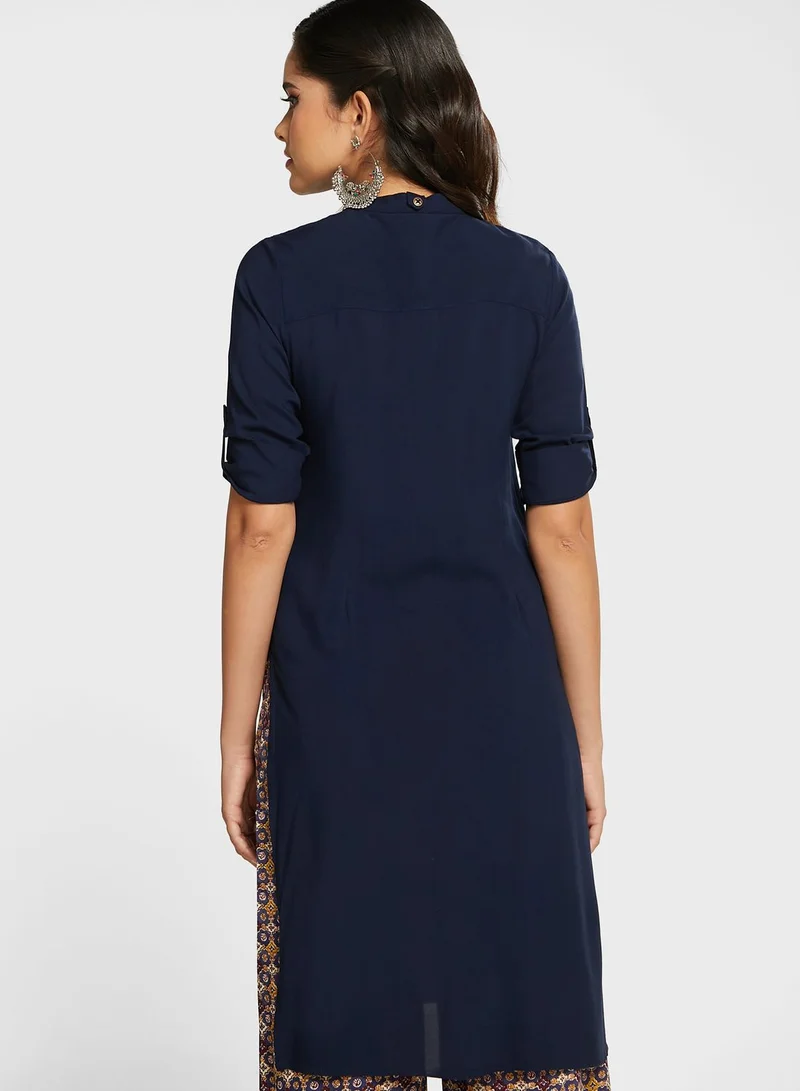 indya Button Detail Kurta