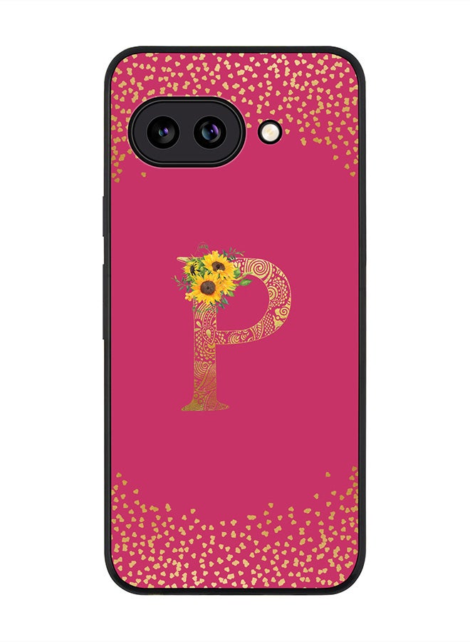 Stylizedd For Google Pixel 9a Case,Slim fit Camera Protection, Shockproof Thin Phone cover  - Custom Floral Monogram - P ( Deep Pink )