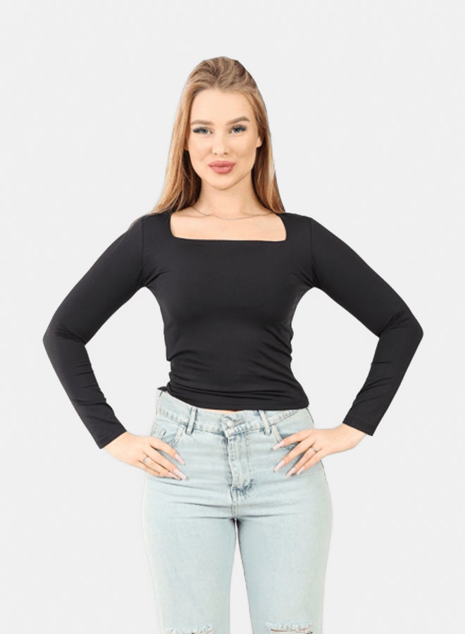 LAVEX Women Square Neck Long Sleeve Top - Image 2