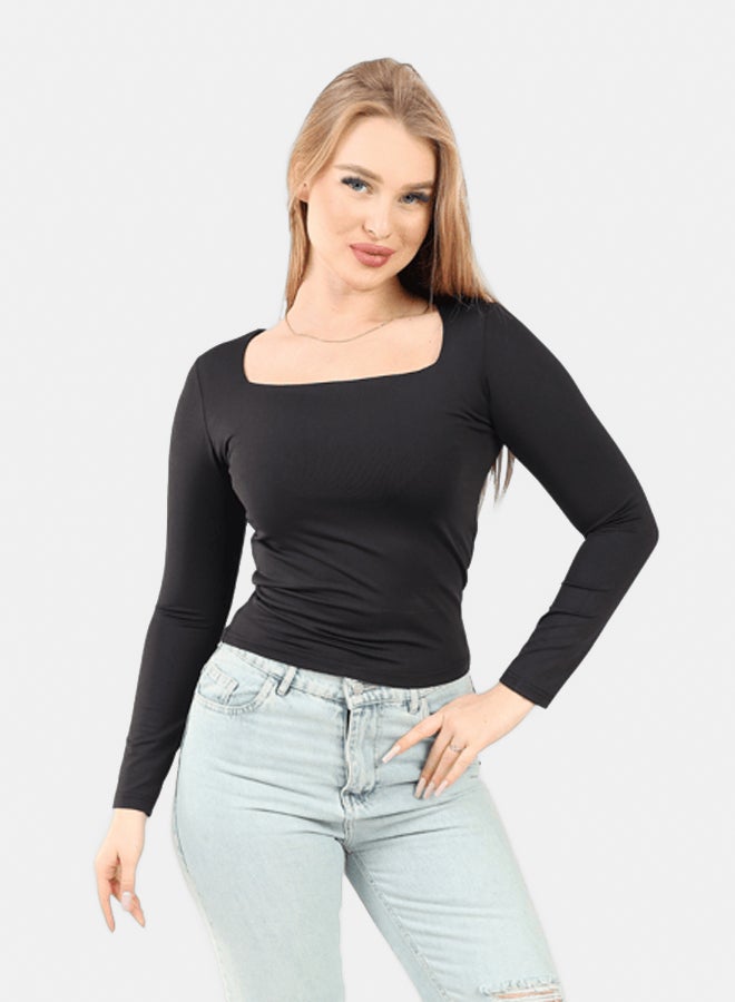 LAVEX Women Square Neck Long Sleeve Top - Image 1
