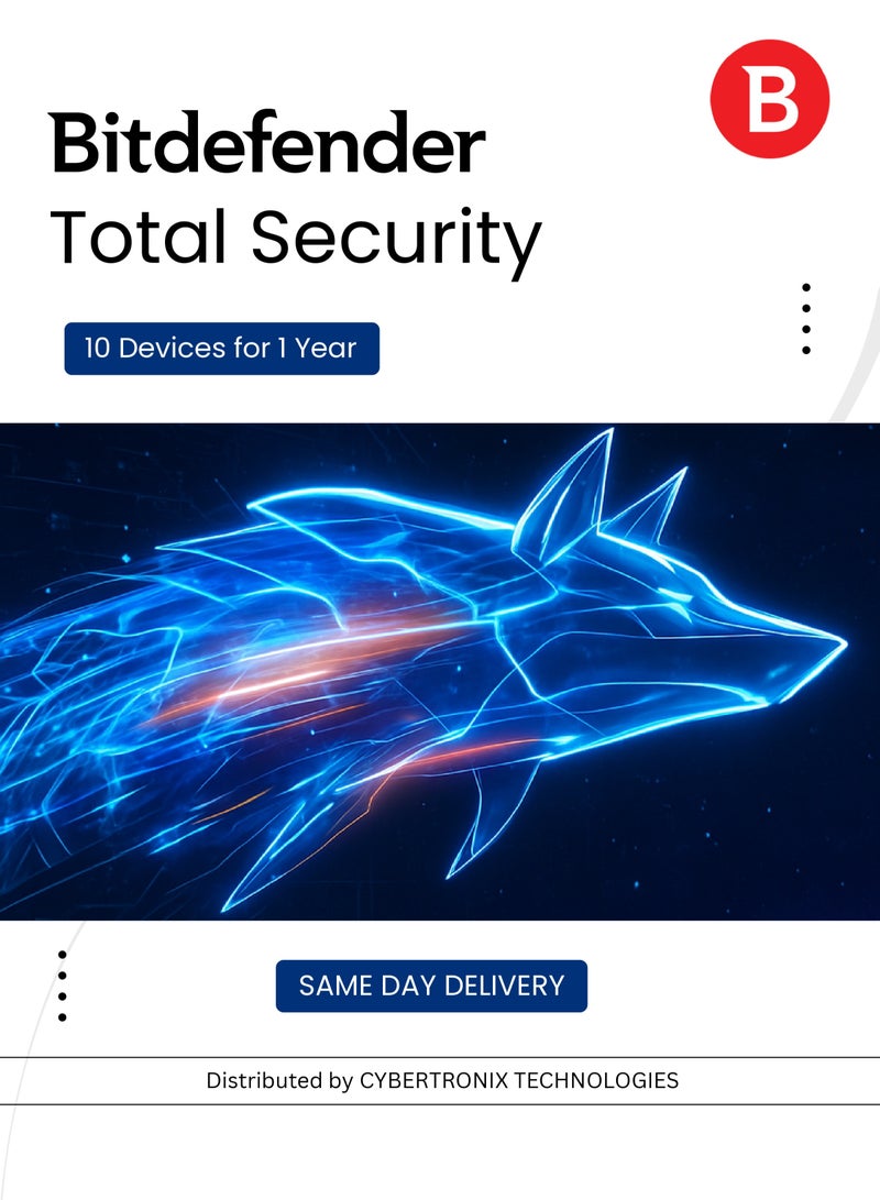 BITDEFENDER Bitdefender Total Security | 10 Devices for 1 Year | Digital License | SAME DAY DELIVERY