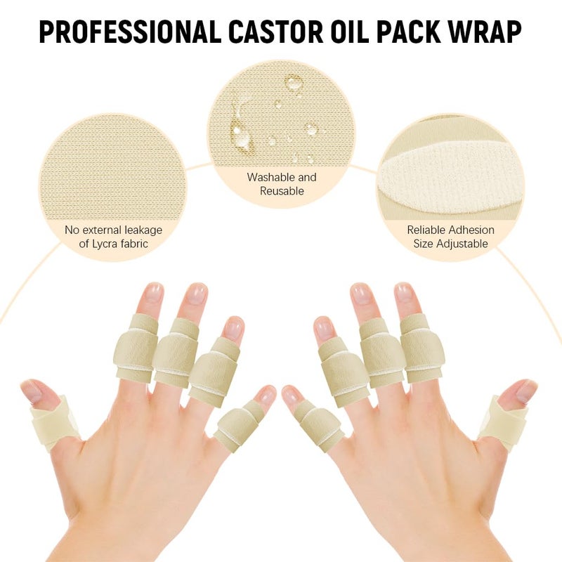 M'AYCREATE ® Castor Oil Finger Wraps Hook and Loop Adjustable Finger Splint Joint Sleeves for Pain Relief Arthritis Breathable Lycra Fabric Castor Oil Wraps Pack of 10 - Image 3