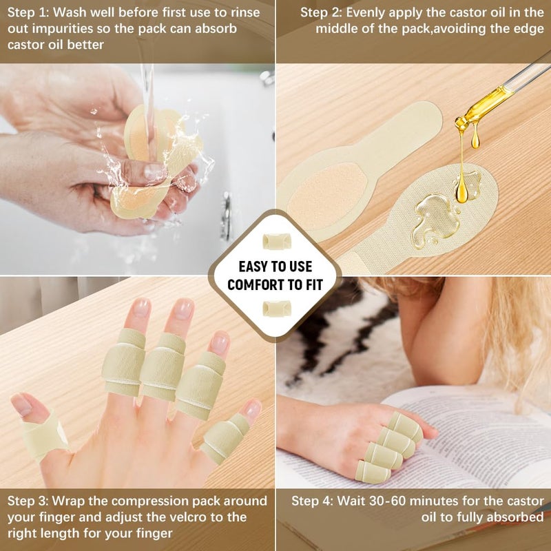 M'AYCREATE ® Castor Oil Finger Wraps Hook and Loop Adjustable Finger Splint Joint Sleeves for Pain Relief Arthritis Breathable Lycra Fabric Castor Oil Wraps Pack of 10 - Image 5