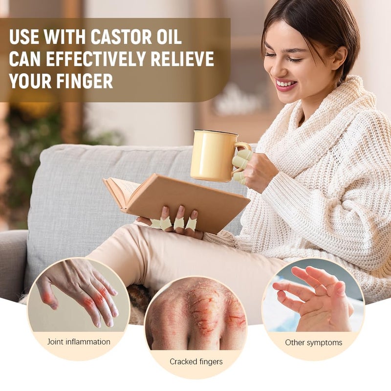 M'AYCREATE ® Castor Oil Finger Wraps Hook and Loop Adjustable Finger Splint Joint Sleeves for Pain Relief Arthritis Breathable Lycra Fabric Castor Oil Wraps Pack of 10 - Image 4