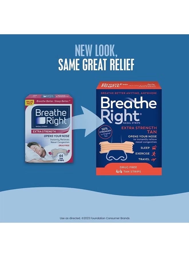 Breathe Right Nasal Strips Extra Strength Drug-free Snoring Solution And Instant Nasal Congestion Relief 44ct Packaging My Vary - Image 2