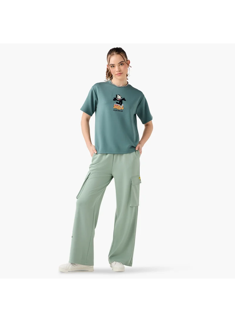 اس بي كاركترز Felix the Cat Print T-shirt with Short Sleeves and Crew Neck