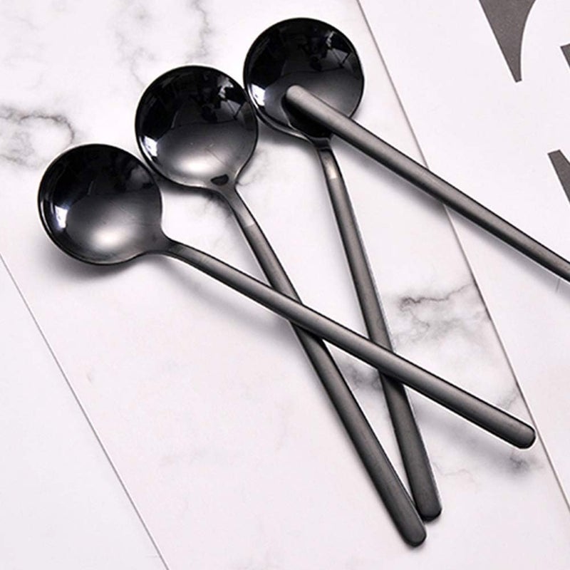 findTop Pack of 8, Black Stainless Steel Espresso Spoons, Mini Teaspoons Set for Coffee Sugar Dessert Cake Ice Cream Soup Antipasto Cappuccino, 5.3 Inch - Image 2