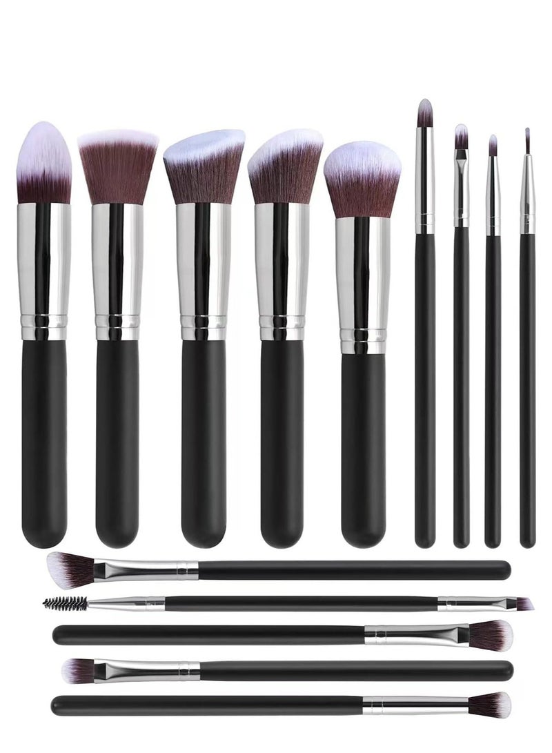 فيبارتي مجموعة فرش مكياج مكونة من 14 قطعة من فرش المكياج الخشبية، فرش كريم أساس اصطناعية ممتازة، أداة مزج بودرة الوجه وظلال العيون وخافي عيوب المكياج - Image 2