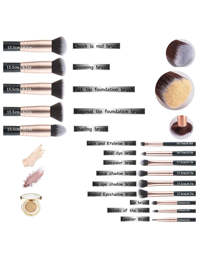 فيبارتي مجموعة فرش مكياج مكونة من 14 قطعة من فرش المكياج الخشبية، فرش كريم أساس اصطناعية ممتازة، أداة مزج بودرة الوجه وظلال العيون وخافي عيوب المكياج - Image 3