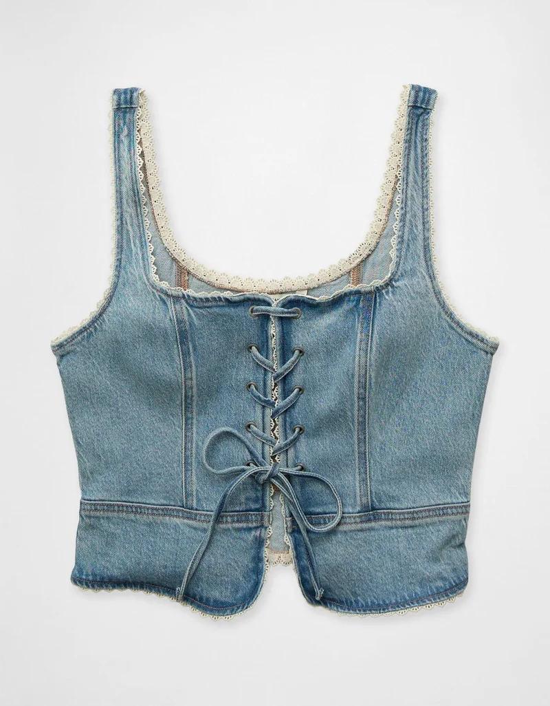 American Eagle AE Lace-Up Denim Corset