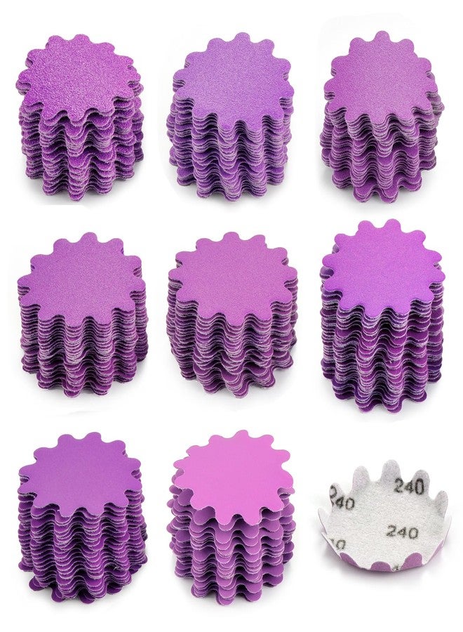 MAXMAN Sanding Discs 2 Inch 80Pcs, Wet Dry Hook and Loop Flex Edge Sand Paper, Sandpaper Assortment Grit 80 120 150 240 320 400 600 800, Wavy Sand Paper for Drill and Bowl Sanders, Edge Sanding Tools - Image 1