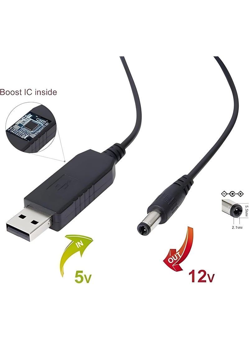 كابل طاقة USB إلى تيار مستمر، محول رفع الجهد 5 فولت إلى 12 فولت، لأجهزة الراوتر والباور بانك - Image 2