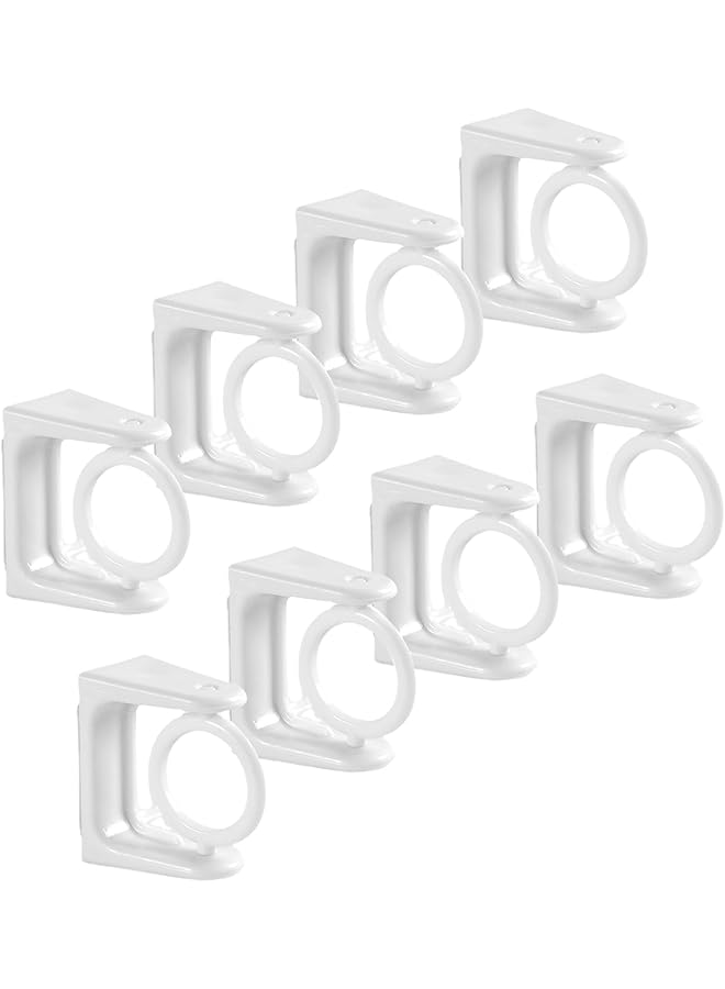 erorex Rotating Ring Curtain Rod Brackets, No Drill Adjustable Curtain Rod Holder, Easy Self Adhesive Curtain Rod Brackets 360 Swivel Ring, Hangers Hooks for Bathroom Towel Kitchen Wall, 8 Pack White - Image 1